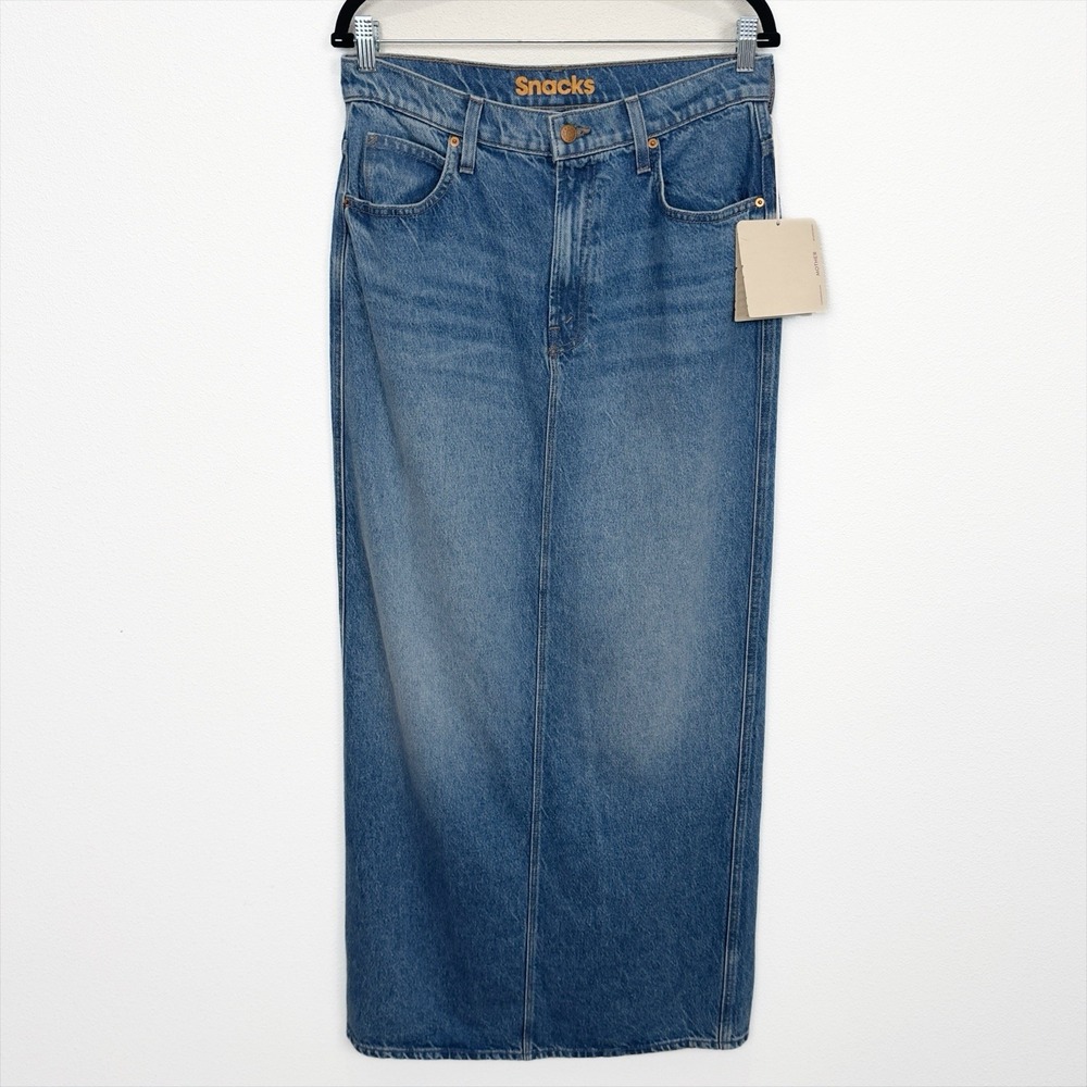 NEW Mother Skirt Womens 32 Blue Maxi Long Denim Luxury Western Concert Festival - Picture 2 of 16